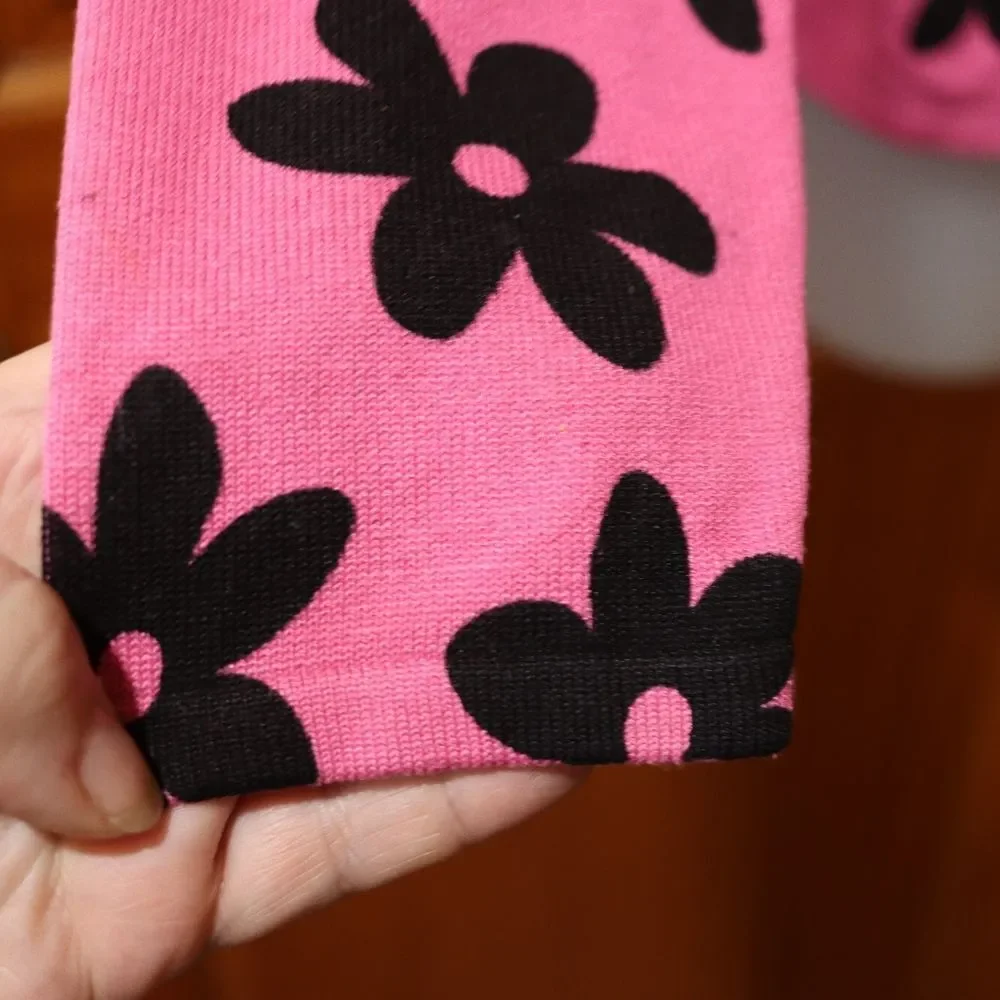 Joseph A. Qu'est Ce Bright Pink with Black Daisy Print Cardigan Sweater & Shell